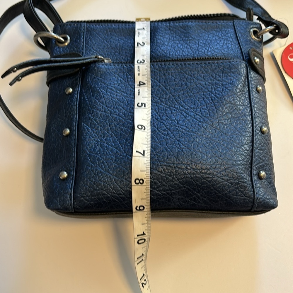 STYLE &CO NWTS DEEP BLUE SHOULDER BAG VEGAN LEATHER 10”X 9” ADJUSTABLE  STRAP - Picture 10 of 10